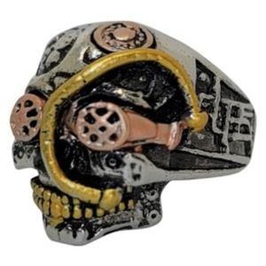 Steampunk Skull Ring Silver Copper Bronze Gold Tone Ring Sz 10